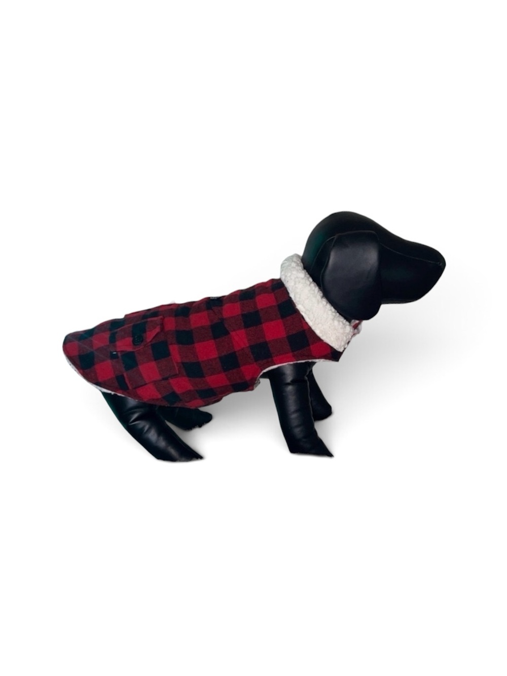 Red and Black Plaid Dog Coat warn once but washed